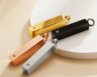 Barra de recuerdo de acero inoxidable con colgante, recipiente para cenizas de cremación en plata y oro, urna con frasco para deseos, caja de perfume para oración, suministros para amuletos DIY 1190083