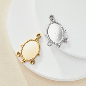 Andenken Muttermilch Edelstahl Oval Lünette Anhänger Einstellungen, drei Schleifen Vergoldete 304L Charme, 0,5 MM Tiefe DIY Zubehör 1421221