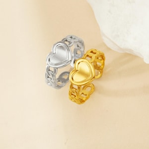 Keepsake Breast Milk Resin Heart Bezel Ring Settings,Stainless Steel Heart Ring,Adjustable Open Art Deco Ring,DIY Simple Ring Blank 1294902