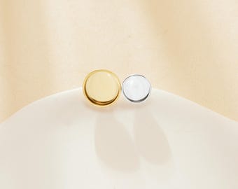 Round Bezel Studs Earrings Settings,Yellow Gold Rhodium Stainless Steel Earrings,Minimalist Round Studs Earrings,DIY Earrings Blank 1706190