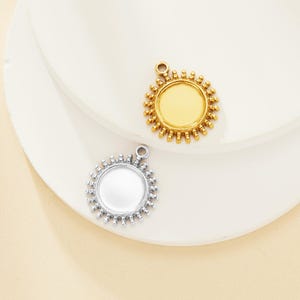 Andenken Brustmilch Harz Rund Anhänger Lünette Einstellungen, Edelstahl Sun Gold Rhodium Anhänger, DIY Anhänger Lieferungen 1411385