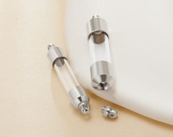 Colgante de cobre con forma de botella de vidrio tubular, colgante minimalista con forma de frasco de perfume, amuleto sencillo con forma de botella para pedir deseos, suministros para colgantes DIY 1800601