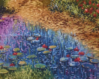 Impressionism on Fabric! 1999 Alexander Henry Collection.  Scenes of Waterlilies that resemble Claude Monet's famous Waterlilies Painting