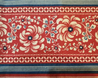 Sold by Half Yards.  Red White and Blue Paisley and Floral Border Stripe Fabric by Peter Pan Fabrics