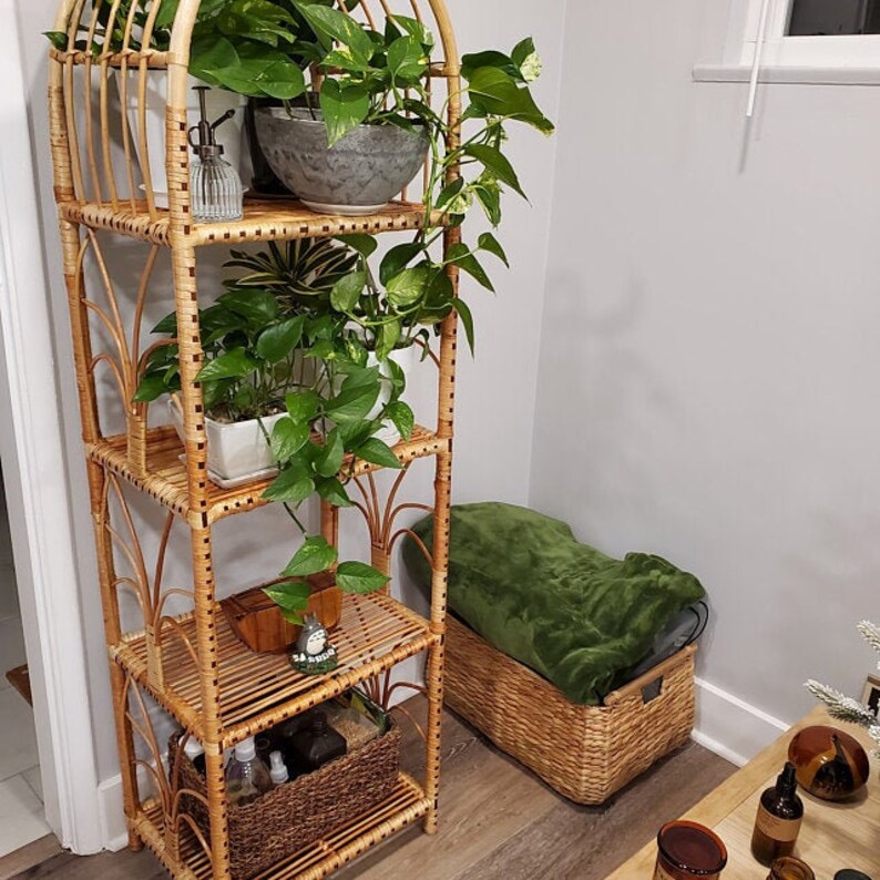 Estante de ratán de 62 de altura / muebles de mimbre / | Etsy