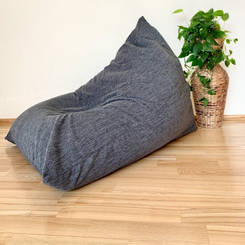 Gaming Beanbag Cover Grey Bean Bag Chair Big Floor Seating Etsy