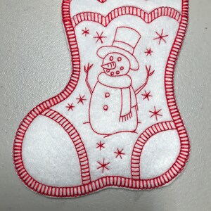 Embroidered Christmas Stocking  -  Snowman Stocking