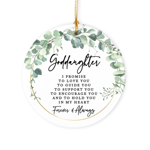 Goddaughter Ornament 2023 Godparents Godmother Godfather Promise to Godchild Ceramic Keepsake Christening Quote Goddaughter Baptism Gift