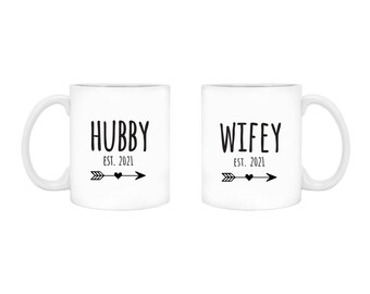 Personalized Gift for Husband and Wife, Hubby Mug Wedding Gift, Mr and Mrs, Wedding Mugs, Custom Mugs, Bridal Shower Gift, Anniversary Gift