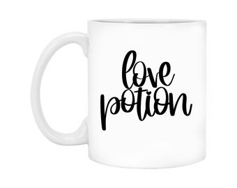Love Potion Valentine's Day Coffee Mug, 11oz Porcelain Ceramic Mug, Valentine's Day Gift Ideas For Her, Him, Galentine's Day