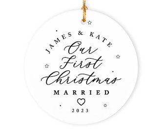 Personalized Our First Christmas Married Ornament 2023, Personalized Wedding Gift,  Newlywed Gift, Couples Gift, Mr. Mrs. First Christmas