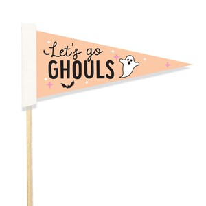 Halloween Pennant Flag with Wooden Dowel, Boo Basket Flag, Let’s Go Ghouls Pennant Banner, Assembled Felt Flag
