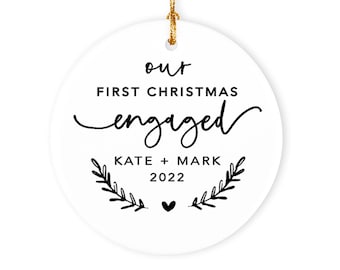 Personalized Our First Christmas Engaged Ornament Keepsake, Christmas Engagement Gifts for Couple, Engagement Ornament 2023, Christmas Gift