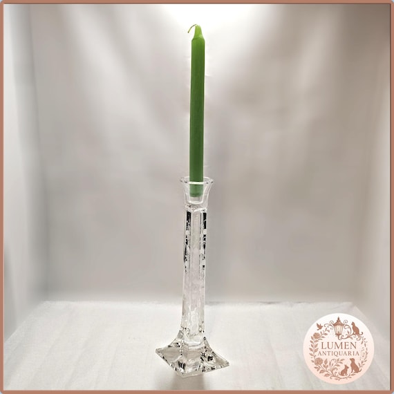 Tall Etched Crystal Candlestick – Elegant European Decorative Accent