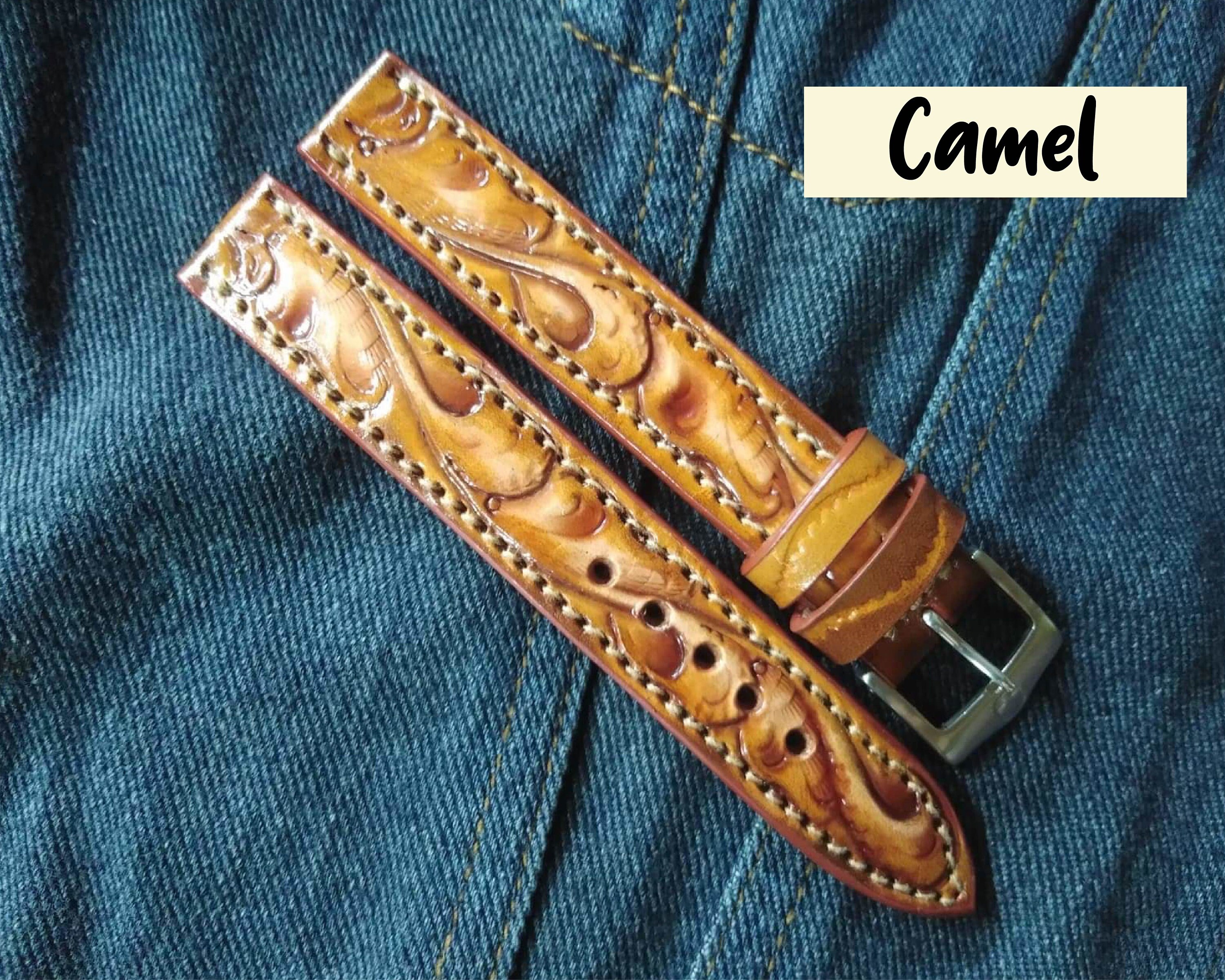 Handmade Leather Apple Watch Strap Men Hand Tooled Leather Etsy