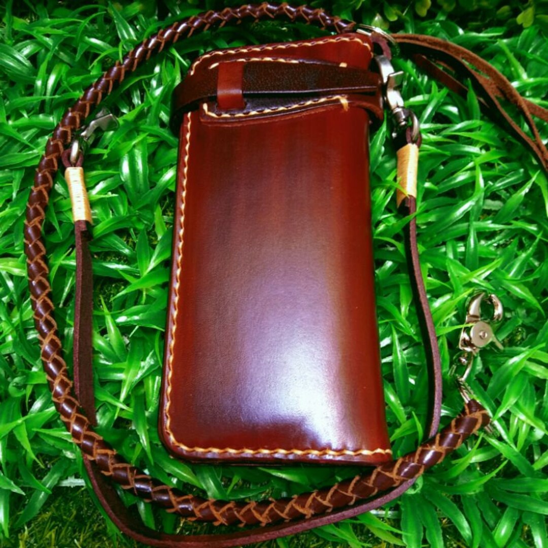 Handmade Long Wallet With Chain, Long Leather Wallet for Mens, Long