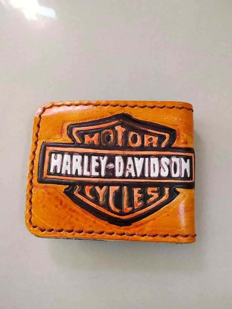 Harley Davidson Biker Hand Tooled Wallet Gifts for Men, Handmade