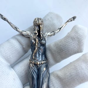 Marika Queen Goddess on Elden Ring Silver Pendant Prayer Figure Pendant Gold Jesus Cross Machina Silver Handmade Pendant Hajime Art inspired