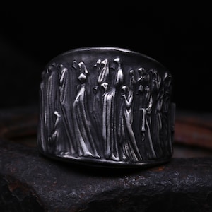 Petrine Cross of St Peter Ring Handmade Silver Hooded Cloak Monk Rock Biker Gothic Pagan Church Cross Ring Religious Faith Ring