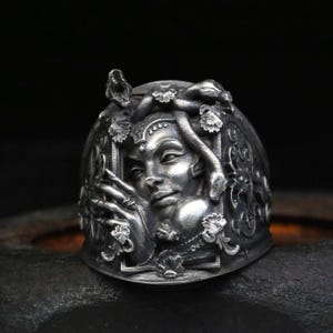 Gorgo Medusa Snake Serpent Ring Greek Hero Handmade Gothic 925 Solid Silver Men's Signet Ring Greek Mythology Medusa Boho Ring
