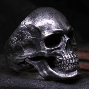 Schädel Silber Ring handgemachte solide oxidierte Sterling Silber männlichen Schädel Ring Gothic Unisex Steampunk PunkRock Biker personalisierte Ring