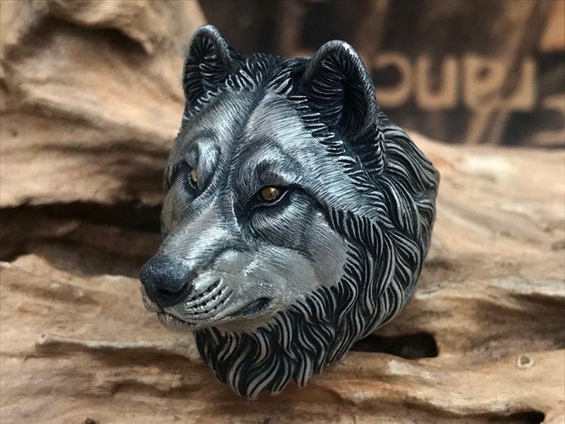 Large Leader Wolf Ring Chunky Wolf Head Ring Gothic Ring Rock - Etsy