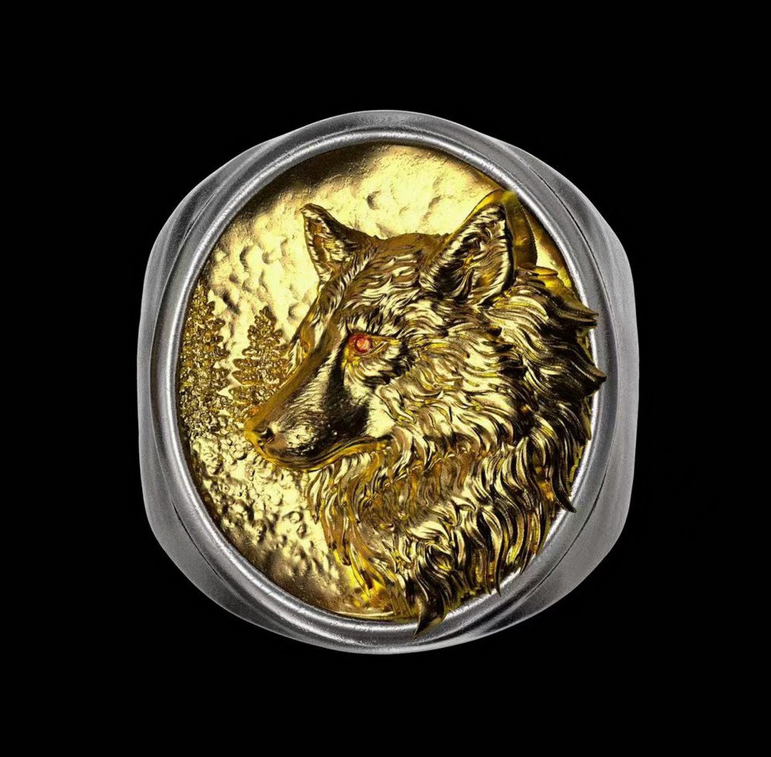 Wolf Leader King Large Ring Chunky Wolf Head Ring Gothic Ring Rock ...