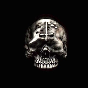 Skull Silver Ring Handcrafted Sterling Silver Classic Skull Artwork Antique Finish Gothic Ring Biker Ring Rocker Ring Engine Ring