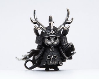 日本のサムライスカルシルバーペンダント 忍者サムライミニチュアブルドッグペンダントフィギュアアントラーズキャットウォリアペンダントアムールヘルメットペンダント