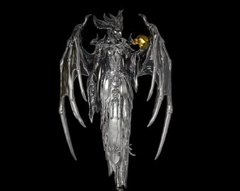 女神リリス 翼のある女王 ゴールド シルバー スカル ペンダント ブラック ムーン ダーク ムーン 角 悪魔 悪魔リリス ゴシック 翼 コレクタブル ペンダント