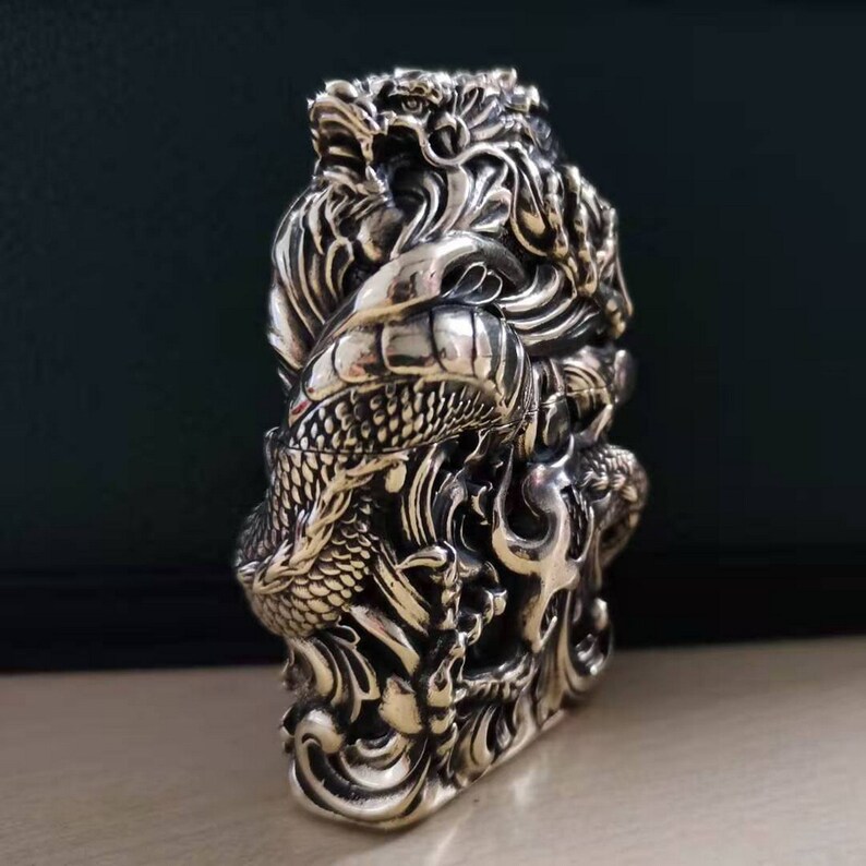 Handmade Dragon Lighter Case Shell Hand Carved Dragon Lighter Etsy