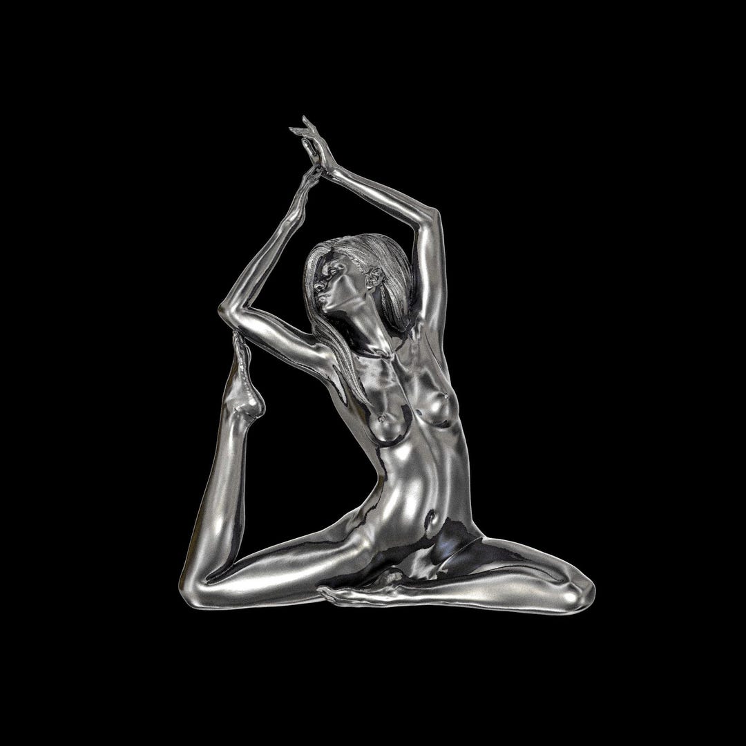 Nude Erotic Yoga Art Naked Woman Silver Pendant Inspired By Hajime Art nude-erotic-yoga-art-naked-woman-silver-pendant-inspired-by-hajime-art