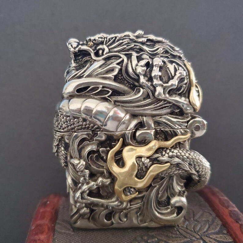 Handmade Dragon Lighter Case Shell Hand Carved Dragon Lighter Etsy