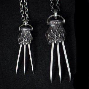 X-Men Claw Wolf Wolverine Steampunk Pendant Handmade Sterling Silver Mutant Hand Claw Necklace Super Hero Gothic Art Gift Punk Biker Pendant