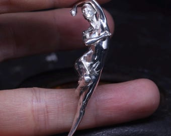 Ballerina Pendant Sexy Art Nude Silver Pendant Hajime Sorayama Inspired  Erotic Woman Pendant