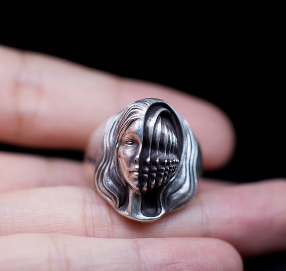 Anello Fatto A Mano In Argento Sterling 925 Con Teschio Di Corvo Vichingo | Gioielli Vichinghi - Foto 7