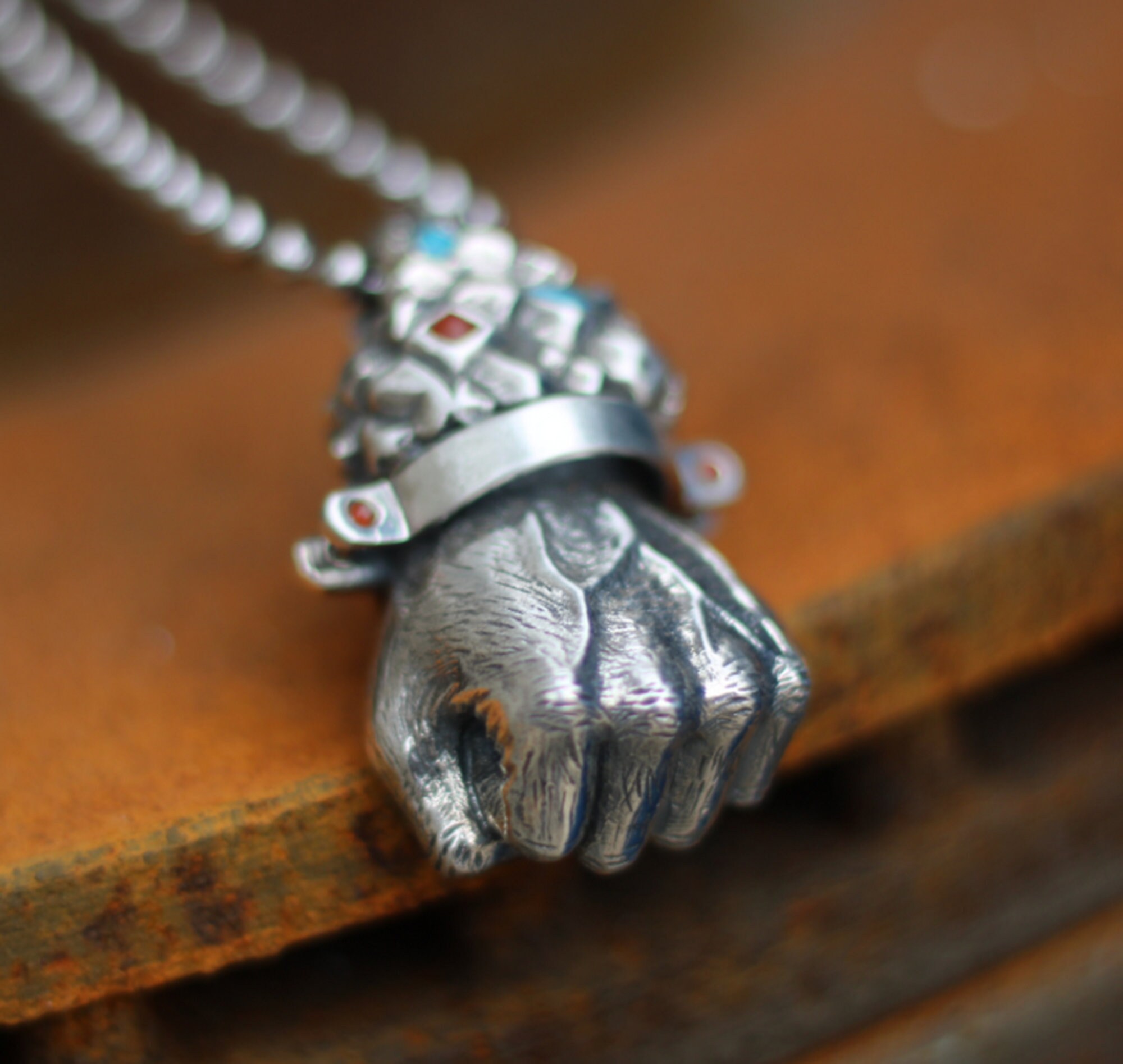 Silver Destiny Fist Pendant Silver Fist Necklace Antique Etsy