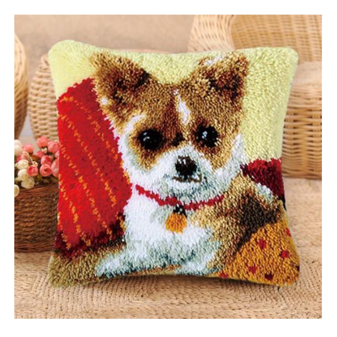 Animal Dog DIY Latch Hook Pillow Cross Stitch Kit Size Etsy