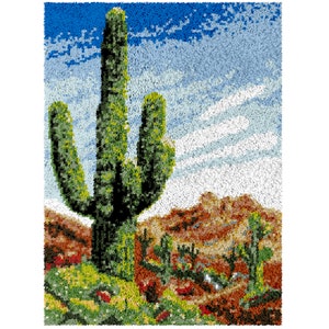 Latch Hook Kits DIY Rectangle Rug Christmas Tree Desert Cactus