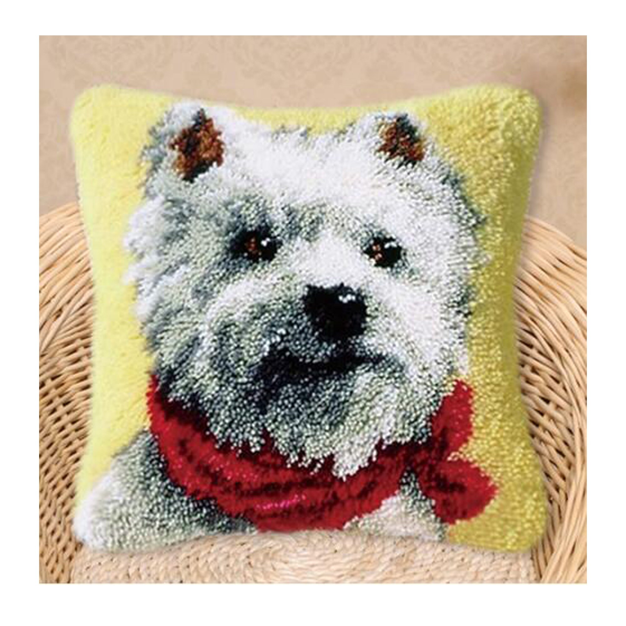 Lovely Dog animal DIY Latch hook pillow cross stitch kit size Etsy