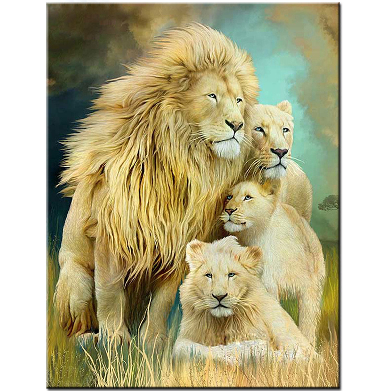 Lion Family Animals 5D DIY Full Drill Diamond Painting Cross Stitch Decor