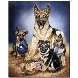 DEESAYG DIY 5D Love Diamond Art Painting Kit for Adults Art Star Dog German Shepherd Round Full Drill Craft Diamond Painting Canvas Supply for Home