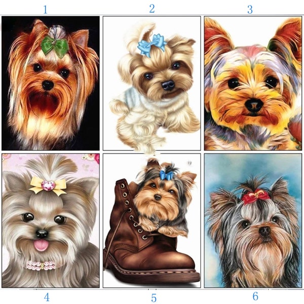 5D Diy Diamond Embroidery full drill Diamond Painting Animal Yorkshire Terrier pet Dog Home Decoration Picture Rhinestone Paintings Gift