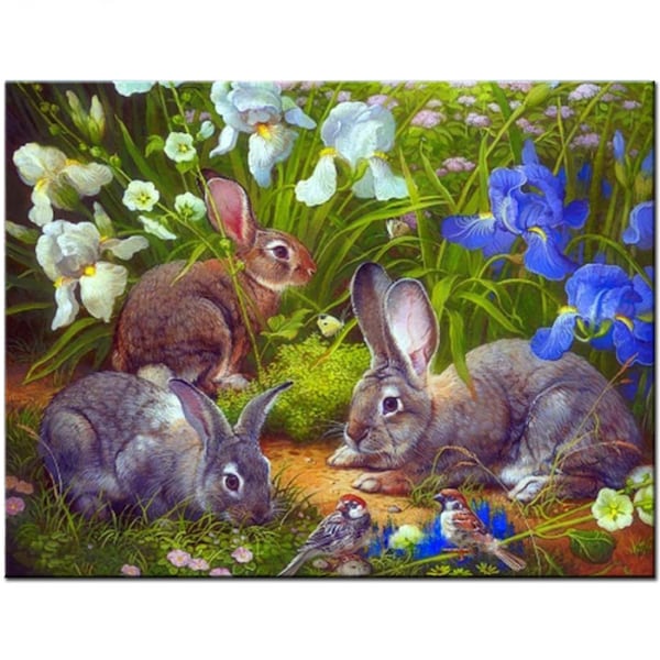 full drill square rabbit diamond painting animal iris 5d diamond embroidery accessories round stone diamond mosaic decor