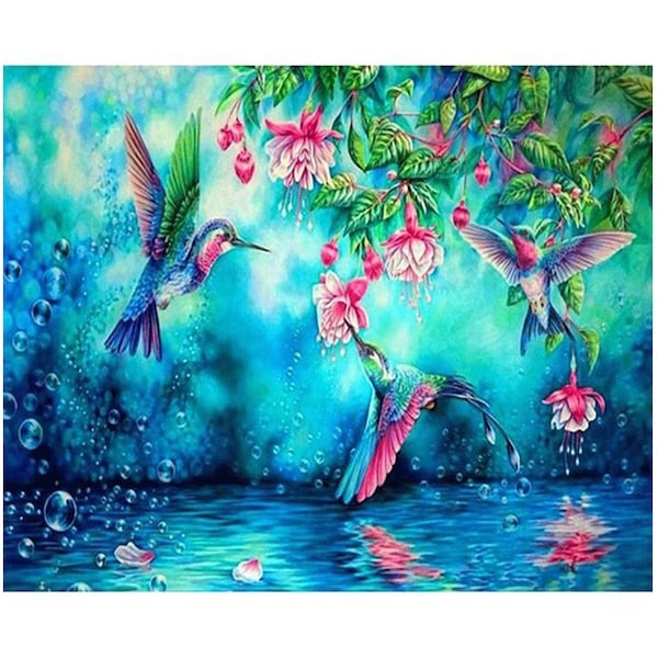 full Square/Round resin drill 5D DIY Diamond painting Hummingbird Diamond embroidery car seaside stickers Mosaic arts