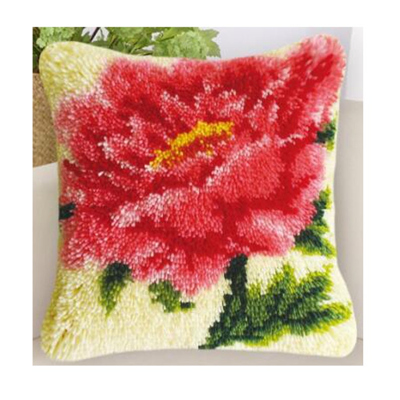 Flower DIY Latch Hook Pillow Cross Stitch Kit Size 40cm40cm Etsy