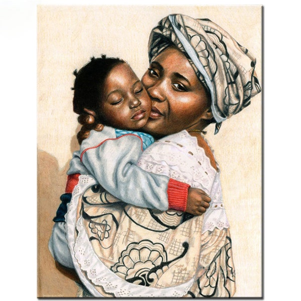 Mom and baby Diamond Painting African women art Diamond Embroidery Full Square Drill Home Decoration 5D Diy round Mosaic