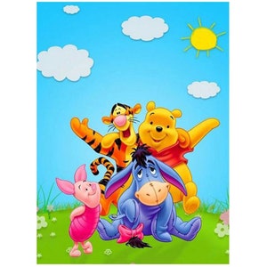 5D Diamond Painting Full Drill, 16 inchx12 inch Winnie Ther Pooh DIY Diamond Painting by Number Kits, Pooh Bear Rhinestone Crystal Drawing Gift for