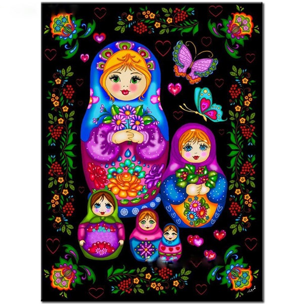 5d diy Diamond Painting Russian Dolls Diamond Mosaic Fantasy Angels Needlework Embroidery Cross Stitch Rhinestone Decor