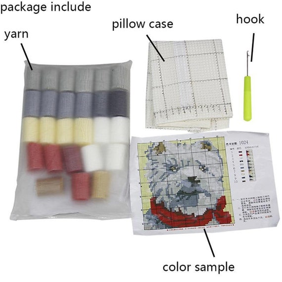 Buy Cartoon Latch Hook Pillow DIY Cross Stitch Kit Size 40cm40cm 5D  Embroidery Pattern Woolen Mesh Pillow Online in India 